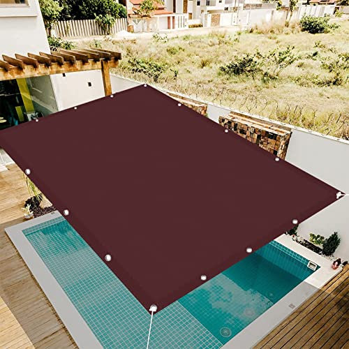 Voile D'ombrage Toile Rectangulaire étanche 3 x 6 m UV Protection Toile Ombrage Auvent avec Oeillets et Cordons pour La Couverture VéGéTale Serre Pergola, Vin Rouge