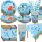 LSJDEER Under The Sea Party Supplies – Ocean Sea Partygeschirr – Speiseteller, Dessertteller, Servietten, Tischdecke, Strohhalme für Unterwasserwelt-Geburtstagsparty-Dekorationen, für 20 Personen