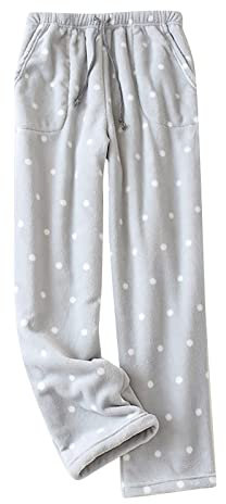 Générique Corallo spesso Caldo Ampio Inverno di Grandi Dimensioni Pile e Donne Autunno Ampi Casa Pantaloni Pigiami Bocca Pantaloni Pigiama Flanella Pantaloni a Vita Alta Pulsante, grigio, XXL
