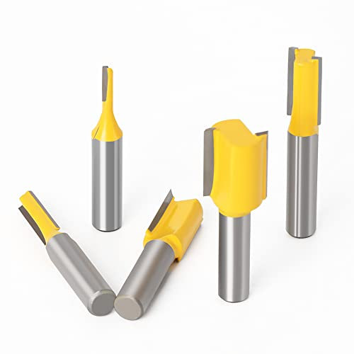 PFRANK 5 PZ 8mm Gambo Dritto Lavorazione del Legno Router Bit Set Carpentiere Fresa 3/6/10/12/16mm Diametro di Taglio