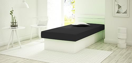 KIER FURNITURE Berta BIS Sofa Bed - Einzelbett – Bett Mit Matratze – Gästebett Klappbar – Bonell-federsystem – Polyurethanschaum – Ziernähte – 190x80x38/68cm – Weiß + Schwarz Stoff