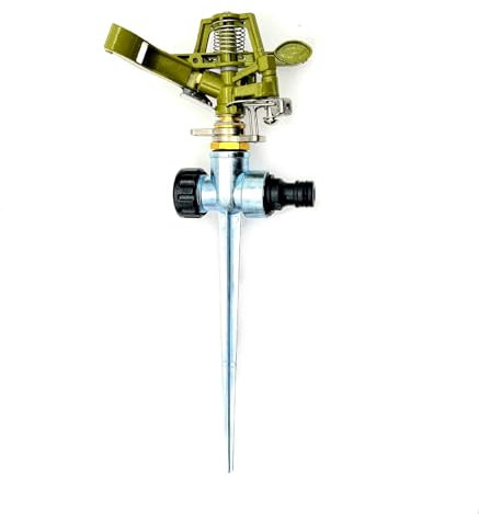 JZK Aspersor de agua de impulso de impacto de metal de aleación de zinc giratorio de 360 grados para jardín, pico de aspersor de césped, aspersor de riego de césped, pulverizador de riego