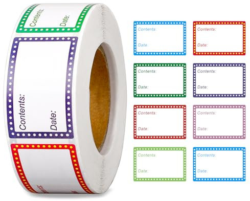 Freezer Labels, Pack of 500 Food Date Labels, 25 x 40 mm Adhesive Labels for Labelling, Self-Adhesive Jar Labels, Food Freezer Labels, Handmade Jam Stickers, Blank Labels, Bag Labels
