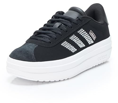 adidas Unisex Bambino VL Corto Bold Scarpe Junior Basket, Nero Bianco Rosa Trasparente, 4.5 Big Kid