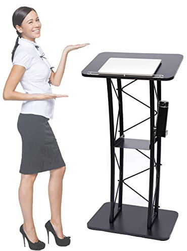 WYWL Metal Podium - Durable Black Rednerpult Stand für Events, Konferenzen, Hochzeiten - Lautsprecher Rednerpult mit außergewöhnlicher Haltbarkeit