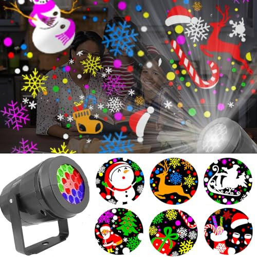 Lrioehny Decoration Noel, Projecteur Noel Exterieur, Lampe De Projection De Noël à 16 Motifs, Lumières De Noël Permanentes Pour Fête Intérieure, Fête, Mariage, Jardin, Patio. (16 patterns,1 pack)