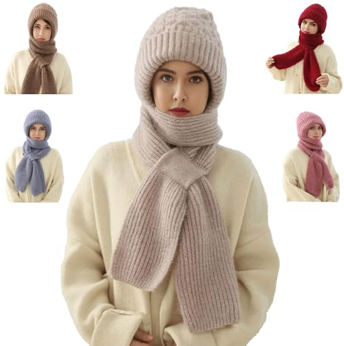 Echarpe Coupe Vent,2 en 1 éCharpe Coupe-Vent Avec Protection Auditive IntéGréE,Echarpe Capuche Femme,éCharpe Capuche Femme,éCharpe Coupe Vent (Beige)