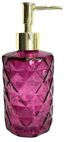 Rocwing Erogatore a pompa in vetro per lozioni sapone liquido in bagno o cucina (fucsia-oro)