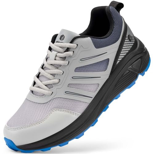 FitVille Scarpe Trail Running Uomo Pianta Larga Sneakers Leggere Camminata Antiscivolo Scarpe da Trekking all'aperto Onde di Grafite 43 EU X-Larga