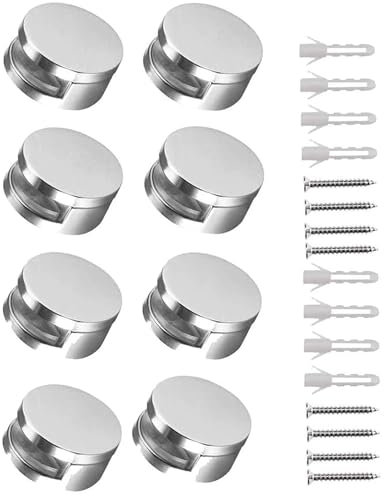 Mirror Clips, Zinc Alloy Mirror Floating Glass Clip - Small Round Wall Mounted Mirrors Bracket/Clip -Bathroom Mirrors Supporting Sheet Mirror Fixed Fitting - (8 Pcs)