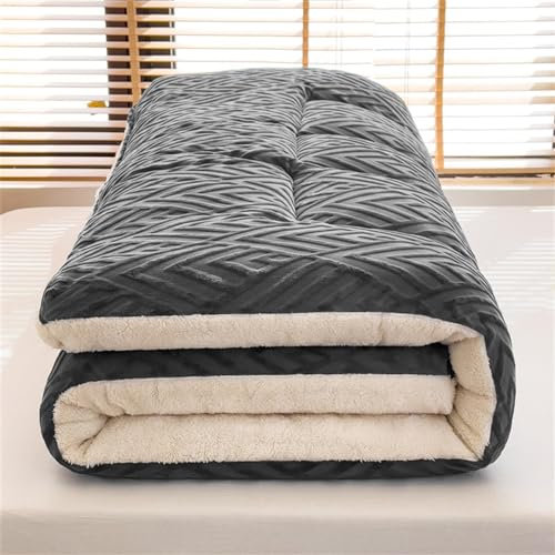 FloAPa Japanische Bodenmatratze Japanische Dicke Futon Matratze Tatami-Matte Faltbare Rollmatratze Tragbare Faltbare Futon-Matratze Für Heimcamping,Grau,100 * 200cm