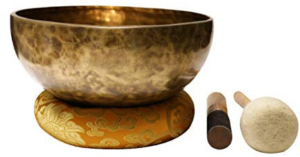 Cuenco tibetano con sonido grande, el mejor cuenco tibetano para yoga, meditación y vibración, hecho a mano en Nepal (un color, 14 cm)
