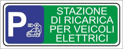 M-ITALY CARTELLO SEGNALETICO UNI - Stazione di ricarica veicoli elettrici - Adesivo Extra Resistente, Pannello in Forex, Pannello In Alluminio (30x12, Plastica)