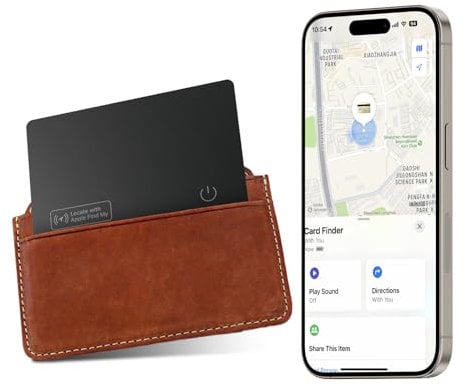 Vodeson wasserdichter Smart Wallet Tracker Card (2er Pack)- Funktioniert mit Apple Find My, kabelloses Aufladen, ideal für Gepäck, Handys, Pässe - IP68, iOS-kompatibel