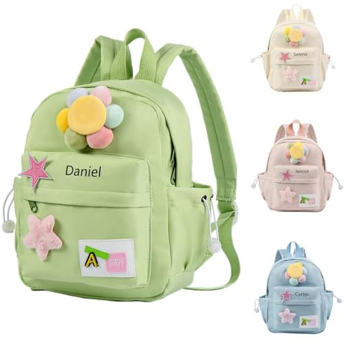 Glimmerday Personalisierte Rucksäcke für Kinder, süße Cartoon-Schultaschen für Mädchen mit personalisierten Namen, Rucksack für Kindergartenkinder, Kita-Rucksack für Mädchen, Geschenk zum Schulanfang
