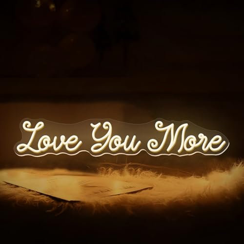 Neon Light Sign Bedroom Love You More Brightness Dimmable Neon Light for Bar Personalized Neon Signs Led for Family Birthday Bar Party Bedroom Game Room Shop Company