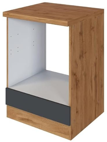 Unterschrank Sorrella 60cm für Backofen und Kochfeld - anthrazit/eiche