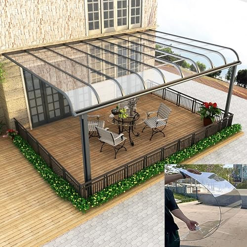 Polycarbonate Roofing Sheet Outdoor Clear, 1MM sturdy patio polycarbonate greenhouse panels, UV Protection Rain pergola roof panels, cuts easily Suitable for patios, partitions, etc.(Transparent,4x 6.