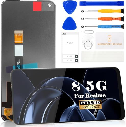 SRJTEK Pantalla LCD para Realme 8 5G RMX3241 para Realme 8 5G Touch Digitizer Assembly Kits de reparación (negro, sin marco)