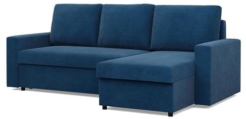 Mebligo - Ecksofa mit Schlaffunktion und Bettkasten 231 x 140 x 85 cm NEO Kollektion, Wohnlandschaft, Sofa L Form, Universal (Links und Rechts), Wohnzimmer Couch, Marineblau