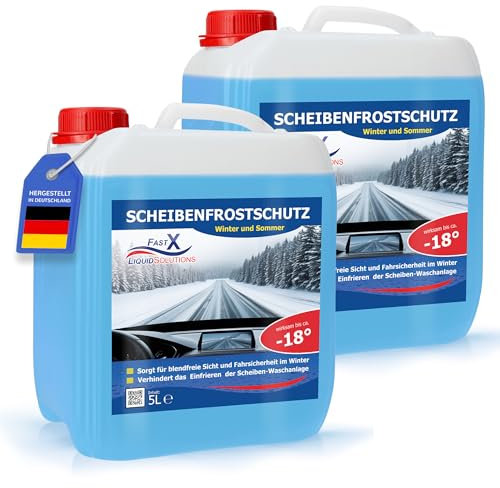 FAST X Scheibenfrostschutz/Scheibenwischwasser für Auto/LKW– 5 Liter Kanister– Winter und Sommer – Schutz bis -18°C (2x5 Liter)