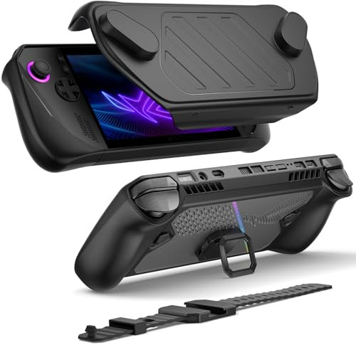 JSAUX PC0111 ModCase compatible con ASUS ROG Ally X (2024), funda para ROG Ally X con cubierta frontal desmontable, incluye funda protectora, cubierta frontal, soporte de metal y correa - Set Básico