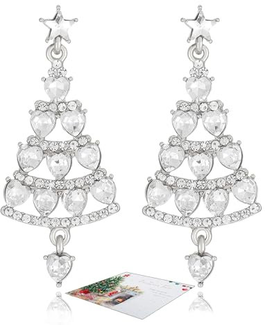 HEEYA Ohrringe Weihnachten Ohrringe weihnachtsbaum Weihnachtsohrringe Damen mit Glänzende Zirkon Baumelnde Ohrringe Silber S925 Weihnachtsschmuck Geschenk Weihnachten Ohrstecker