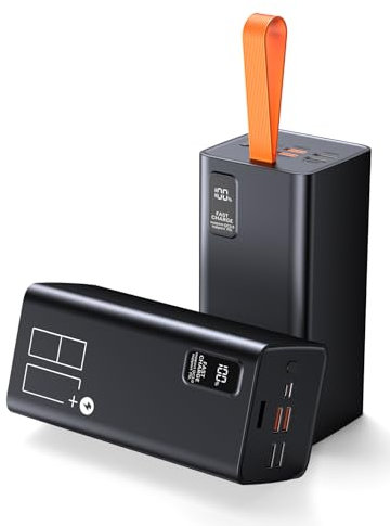 Große Powerbank - QC 3.0 & PD 30W Schnellladung, 5 Ausgänge Akku Pack für Reisen, Wandern und Camping (Orange)