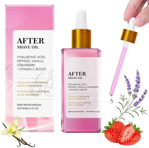 Strawberry Vanilla After Shave Oil, Truly After Shave Öl Erdbere, Soft Serve After Shave Öl Erdbere, Feuchtigkeitsspendend Beruhigender Erdbeer- & Vanilleduft Für Trockene Haut (One Size, A)