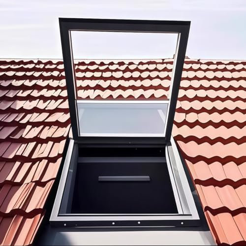 YIXETO Dachfenster Für Hausdächer, Dachfenster Aus Aluminium Mit Mehrwinkelsicht, Robuste, Wetterfeste Sicherheitstür Für Keller/Dachboden/Wintergarten(LxW 50x80cm/19.7x31.5in)