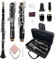 DouscsChart Clarinete profesional avanzado con llave A, cuerpo de ebonita, teclas niqueladas, sonido premium con caja de 2 barriles, destornillador, cañas de grasa de corcho y paño de limpieza (llave