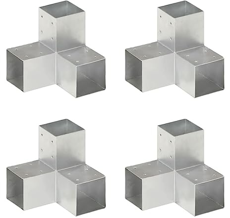 Connecteur de Poteau Lot de 4, Coin de Poteau Connecteur d'angle 4 pcs Forme en Y Métal galvanisé 91x91 mm