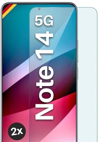 moex Schutzfolie für Redmi Note 14 5G Glas 9H Härte, gehärtetes Schutzglas, Panzer Schutz Glas Displayschutz Folie, kompatibel mit jeder Handy Hülle, ShockProtect 2 Stück