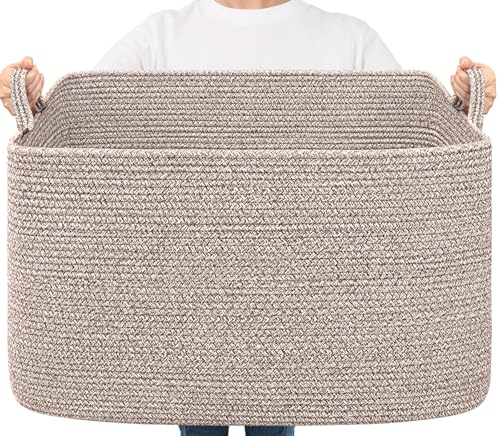 TIMEYARD 85L Deckenkorb Großer Aufbewahrungskorb Geflochten Braun