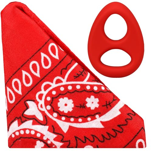 Rock Solid The Code – Silicone Cock Ring with Matching Bandana | Stretchy Body-Safe C-Ring for Longer, Harder Erections, Delay & Stamina Boost - for Adults Only (Red - Black)