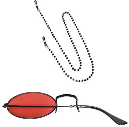 Nucelit Halloween Alastor Kostüm Zubehör Teufelshörner Haarspangen Monokular mit Kette für Mottoparty Alastor Kostümzubehör Teufelshörner Haarspangen Monokel mit Brillenkette