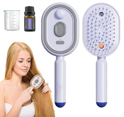 Electric Spray Air Cushion Comb for Women, Multi-Functional Massage Spray Comb Features a Refillable Water Tank, Electric Liquid Spraying Hair Brush with Red Light,for Home Spa Hair Cleaning (Purple)