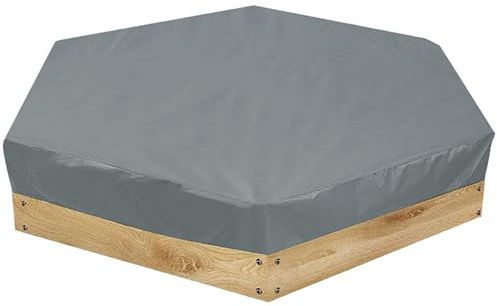 Octagon sandlådeskydd, sandlådskydd, sexkantigt vattentätt, UV-beständigt och dammtätt utomhus för sandlådor, grå (180 x 150 cm x 20 cm)