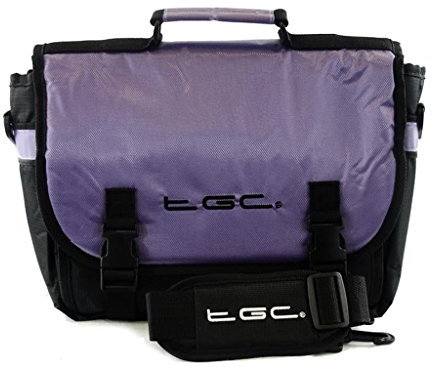 New TGC ® Messenger Style TGC Padded Carry Case Bag for The Philips PD9030/37 Portable DVD Player (Electric Purple & Black)