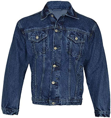Mens Denim Jacket Trucker Classic Bomber Jeans Biker Causal Vintage Workwear Tough Heavy Duty Western Style Stonewash Work Wear Coat (Blue/XL)