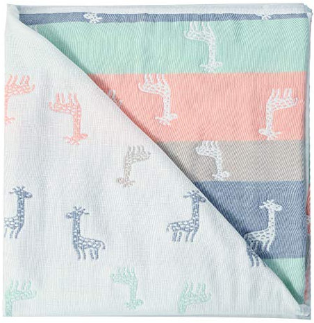 Hayisugar Baby Decke Kuscheldecke, super weich,110x110cm, 100% Baumwolle, 6-lagig, Babydecke, Kinderwagendecke, Einschlagdecke, Kinderdecke,Erstlingsdecke, Giraffe