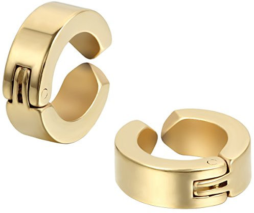 JewelryWe Schmuck 2x Creolen Edelstahl ohne Loch Fake Ohrstecker Ohrclips Klappcreolen Huggie 4mm, Gold
