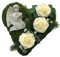Grabgesteck Grabschmuck Grabaufleger Moosherz Grabherz Trauerherz Grab Herz Gesteck Rosen mit Engel (Rosen Creme)