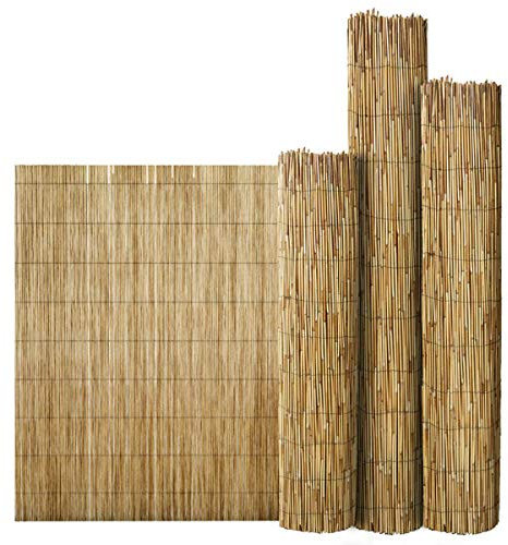FlickBuyz Bamboo Natural Garden Peeled Reed Fence Screening Roll Privacy Border Wooden Wind/Sun Protection (1M x 4M)