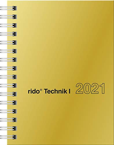 rido/idé 7013121911 Wochenkalender/Taschenkalender 2021 Modell Perfect/Technik I, Glanzkarton-Einband goldfarben