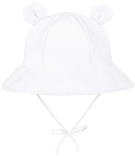 Durio Unisex Baby Kleinkinder Sonnenhut Kappe Mütze Fischerhut Strandhut Kinder Baby Mädchen Jungen Sommerhut UV Schutz UPF 50+ Weiß 6-12 Monate