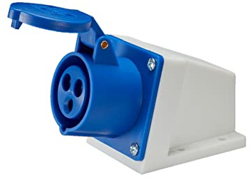 Prise CEE femelle 32A #123 3 Pôles de Surface IP44 220V-250V | Chantiers, ateliers, distribution électrique, installation de surface simple, haute intensité, bleu standard 220V