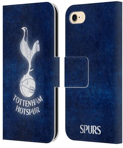 Head Case Designs Officially Licensed Tottenham Hotspur F.C. Distressed Badge Leather Wallet Case Compatible With Apple iPhone 7/8 / SE 2020 & 2022
