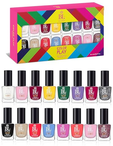 BL Color Play - 16 Colour Nail Polish Set for Women - Outstanding Radiant Nail Varnish Sets for Women - Quick Dry & Non Gel Nail Polish