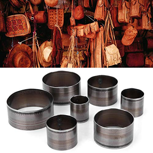 7Pcs Leder Stanzformen Set, Stanzformen für Leder, Leder Kreisschneider Leder Gestanzte Formen Leder Locher Werkzeug Runde Stanzformen Stanzwerkzeug Set, Lederverarbeitung Werkzeug